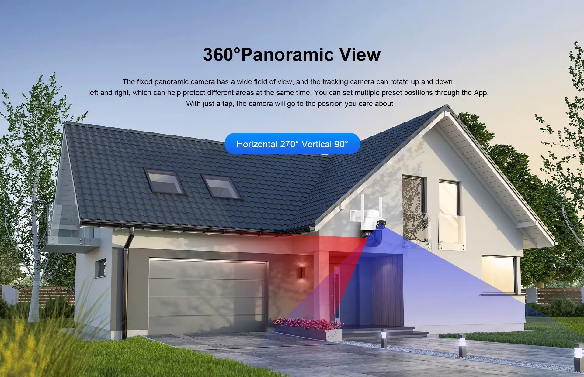 Vizualizare panoramică la 360° cu rotație automată pe orizontală și verticală
