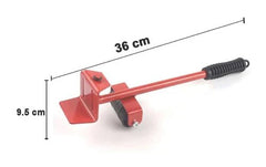 Dimensiuni pârghie pentru ridicarea mobilei - Imagine care arată lungimea de 36 cm și lățimea de 9.5 cm a pârghiei folosite pentru mutarea mobilierului.