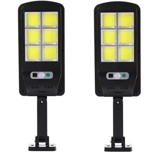 Set de 2 lămpi solare LED 60W cu senzor de mișcare și montare pe perete, ideal pentru curți și alei