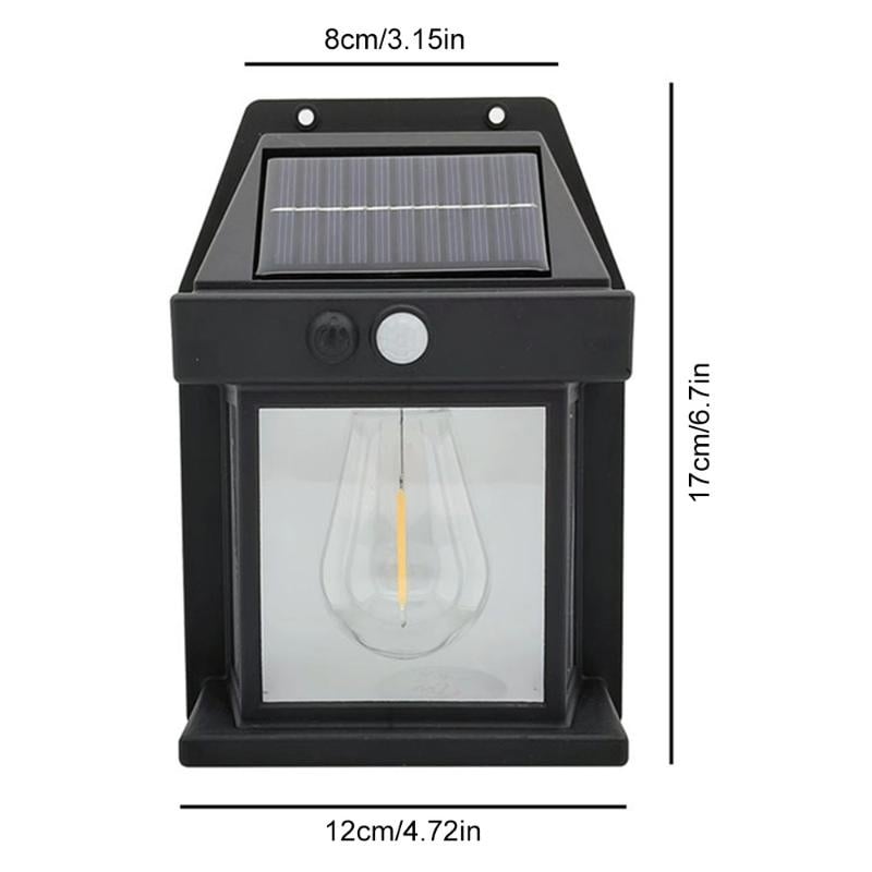 Dimensiunile exacte ale lămpii solare de perete, specificând lungimea, lățimea și înălțimea produsului.