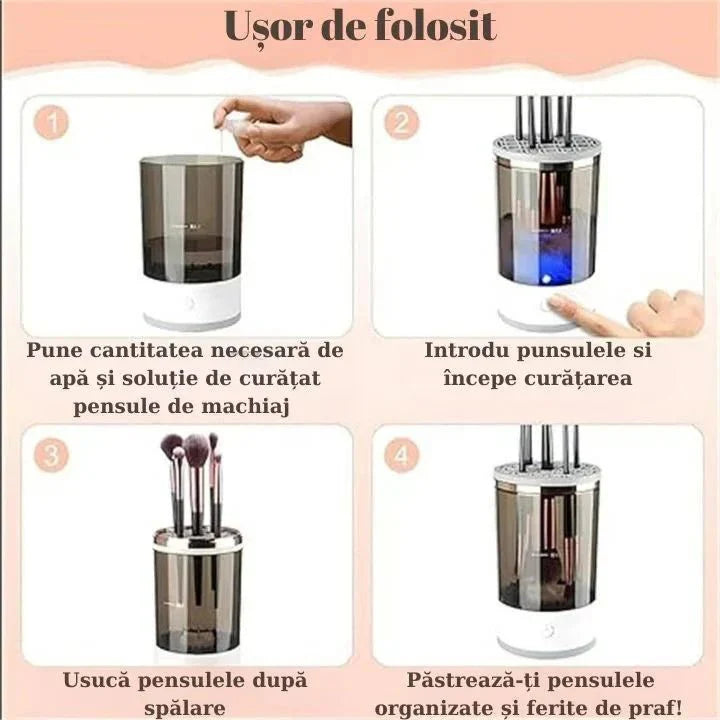 Aparat Curățat Pensule Machiaj 2 în 1 – Spălare și Uscare - Promagg.ro