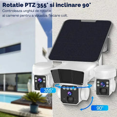 Cameră de Supraveghere Solară 12MP cu Multi-Lentile 4G