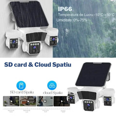 Cameră de Supraveghere Solară 12MP cu Multi-Lentile 4G