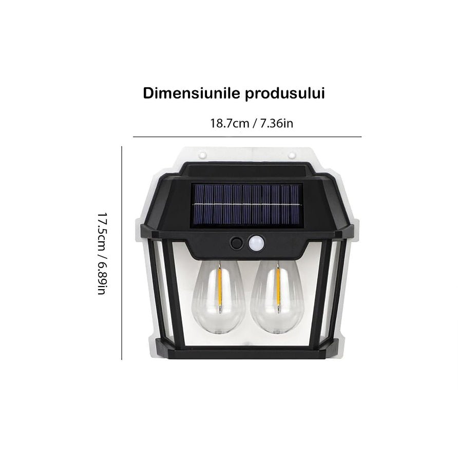 Set 3 Lampi Solare de Perete cu 2 Becuri Tip Clasic LED cu Senzor de Mișcare - Promagg.ro