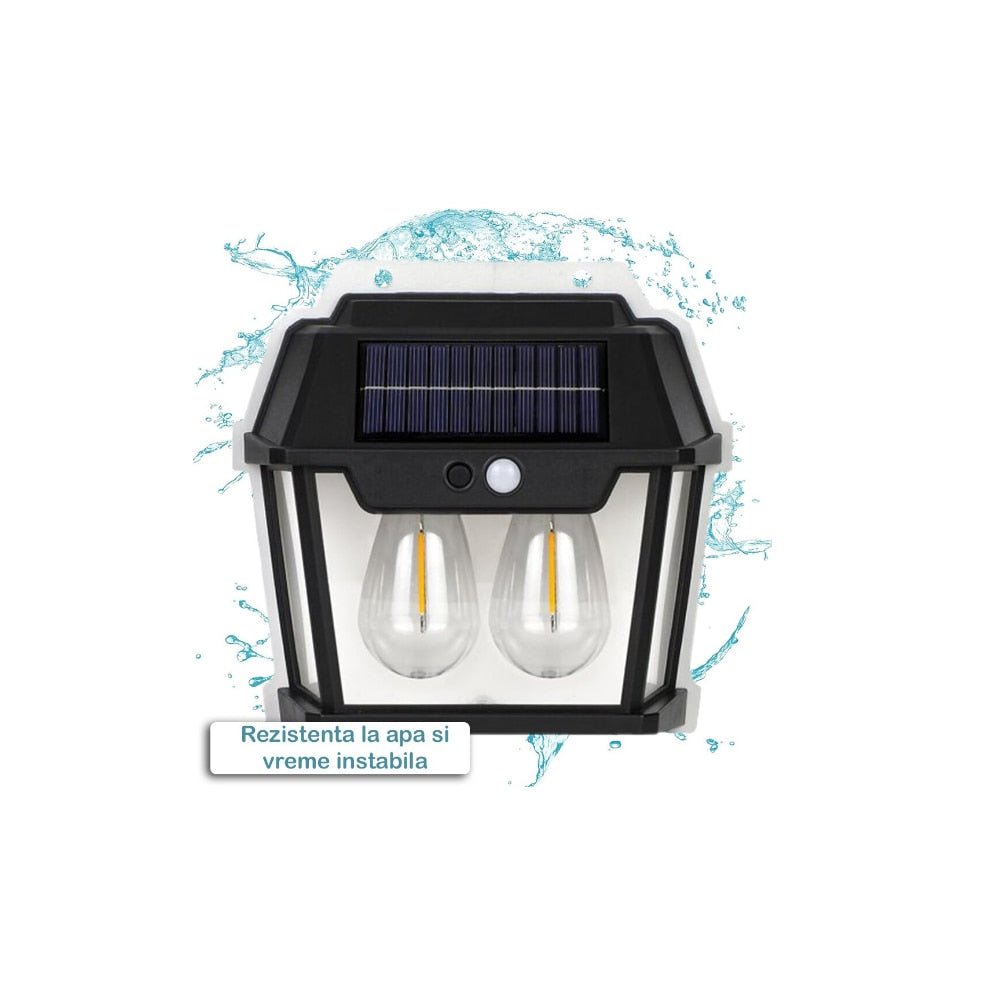 Set 3 Lampi Solare de Perete cu 2 Becuri Tip Clasic LED cu Senzor de Mișcare - Promagg.ro